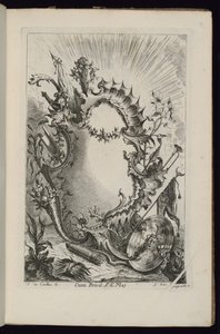 Cartiglio con Trofeo Araldico, Livre de Cartouches à divers usages da François de Cuvilliés the Elder