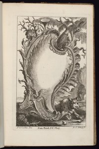 Cartouche con albero, Livre de Cartouches Irréguliers da François de Cuvilliés the Elder