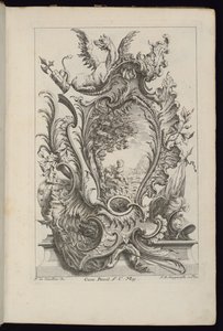 Cartiglio con un drago e trofeo araldico, Livre de Cartouches à divers usages (Libro di cartigli per diversi usi)