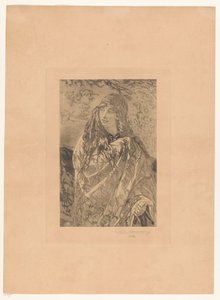 Giovane donna con scialle fiorito