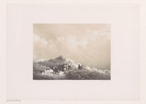 Persone nelle dune che guardano una nave in pericolo da Frans Arnold Breuhaus de Groot