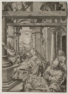 Adorazione dei pastori, c. 1522-1525 da Frans Crabbe van Esplegem