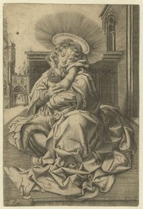 Madonna con bambino in un giardino da Frans Crabbe van Espleghem
