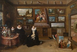 La Kunstkammer con una coppia sposata e il loro figlio, primo terzo del XVII secolo