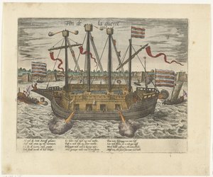 La nave Fin de la guerre, 1585 da Frans Hogenberg