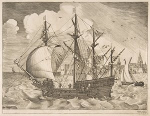 Quattro alberi armati che salpano, da Le navi a vela da Frans Huys