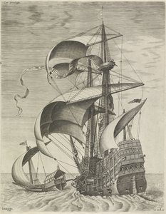 Una nave da guerra accompagnata da una galea da Frans Huys
