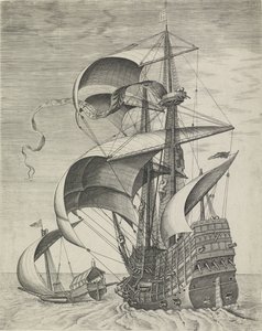 Una nave da guerra accompagnata da una galea da Frans Huys