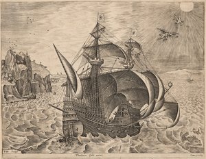 Nave da guerra con la caduta di Icaro da Frans Huys
