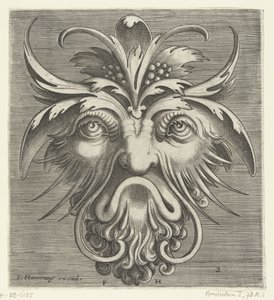 Maschera con una barba riccia (Pourtraicture ingenieuse de plusieurs facons de masques... serie) da Frans Huys