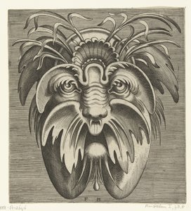 Maschera con guance cadenti e baffi, con erbe nei capelli da Frans Huys