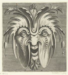 Maschera con guance cadenti e grappoli di bacche nei capelli da Frans Huys