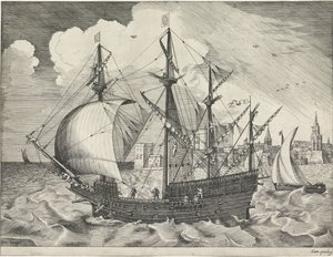 Quattro alberi lascia il porto da Frans Huys
