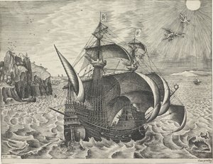 Nave a vela con la caduta di Icaro da Frans Huys
