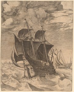 Una nave olandese e un Boeier da Frans Huys after Pieter Bruegel the Elder