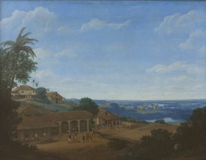Paesaggio in Brasile con piantagione di zucchero da Frans Jansz. Post