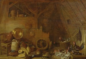 Interno di un fienile da Frans Ryckhals