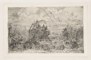 Veduta del Nieuwmarkt, Amsterdam da Frans Schikkinger