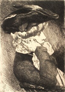 Ritratto di una giovane donna seduta con cappello, profilo netto da Frans Schwartz