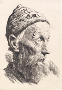 Vecchio con cappello di lana bianca