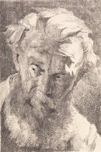 Vecchio barbuto che guarda di lato