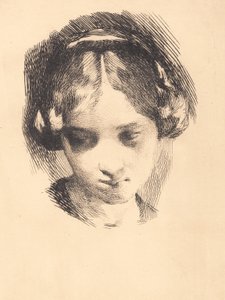 Testa di una giovane ragazza vista di fronte