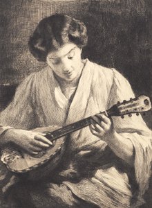 Donna che suona il mandolino da Frans Schwartz