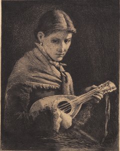 Giovane ragazza con mandolino da Frans Schwartz