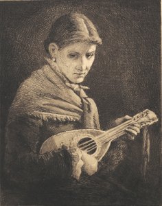 Giovane ragazza con mandolino
