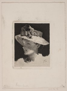 Giovane ragazza con cappello di paglia, profilo a sinistra da Frans Schwartz