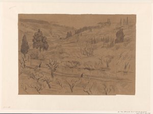 Paesaggio collinare italiano con case e alberi da Frans Alexander Evert Lodewijk Smissaert