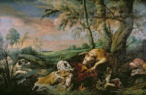 Caccia al cinghiale da Frans Snyders or Snijders