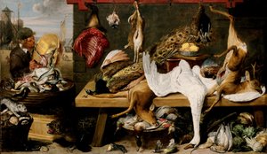 Scena di mercato su un molo da Frans and workshop Snyders