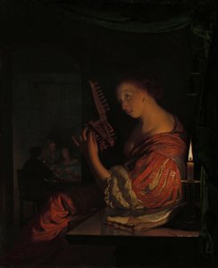 Donna che accorda un tiorba da Frans van Mieris (I)
