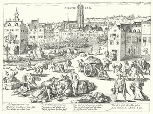 Sacco di Mechelen da parte degli spagnoli da Franz (after) Hogenberg