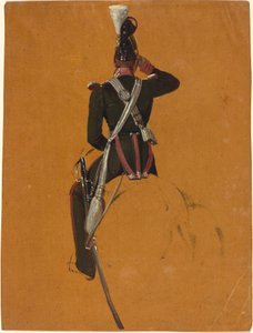 Un ufficiale di cavalleria a cavallo visto da dietro da Franz Adam