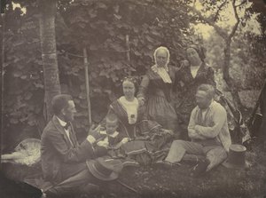 [Tre Donne, Due Uomini e un Bambino a un Picnic], 1850-60