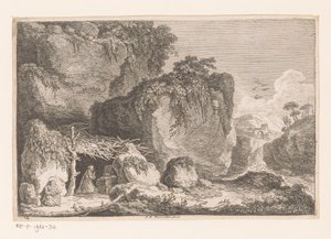 Due eremiti in un paesaggio roccioso da Franz Edmund Weirotter
