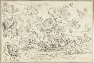 Apollo e Pan in una barchetta da Franz Ertinger