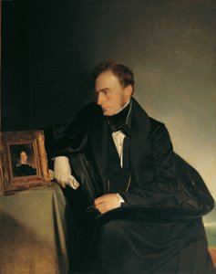 Il pittore Franz Wipplinger che osserva il ritratto in miniatura della sua defunta sorella da Franz Eybl