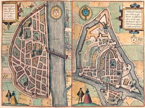 Macon - Chalons sur Saone, Francia (incisione) da Franz Hogenberg