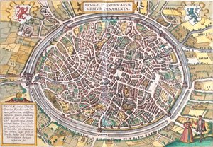 Mappa di Bruges (Brugae), Belgio da Franz Hogenberg
