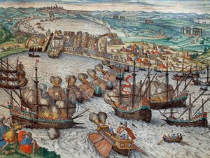La cattura di La Goulette e Tunisi da parte di Carlo V da Franz Hogenberg