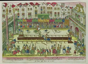 Torneo durante il quale Enrico II (1519-59) fu ferito dal Conte di Montgomery e morì dieci giorni dopo, 30 giugno 1559 da Franz Hogenberg