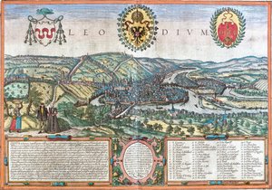 Veduta di Liegi (Leodium), Belgio da Franz Hogenberg