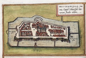 Vista della città di Wittenberg in Germania, dettaglio da Franz Hogenberg