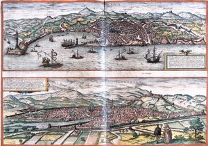 Vedute di Genova (Genua) e Firenze (Florentia), Italia (Incisione) da Franz Hogenberg