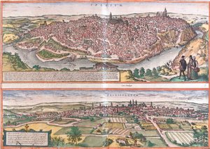 Vedute di Toledo e Valladolid (Vallisoletum), Spagna (acquaforte) da Franz Hogenberg