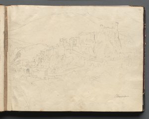 Album con vedute di Roma e dintorni, studi di paesaggio, pagina 02a: Olevano da Franz Johann Heinrich Nadorp