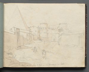 Album con Vedute di Roma e Dintorni, Studi di Paesaggio, pagina 06a: Roma dalla Porta da Franz Johann Heinrich Nadorp